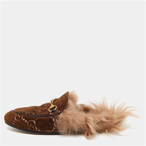 used gucci mules women|Gucci velvet mules with fur.